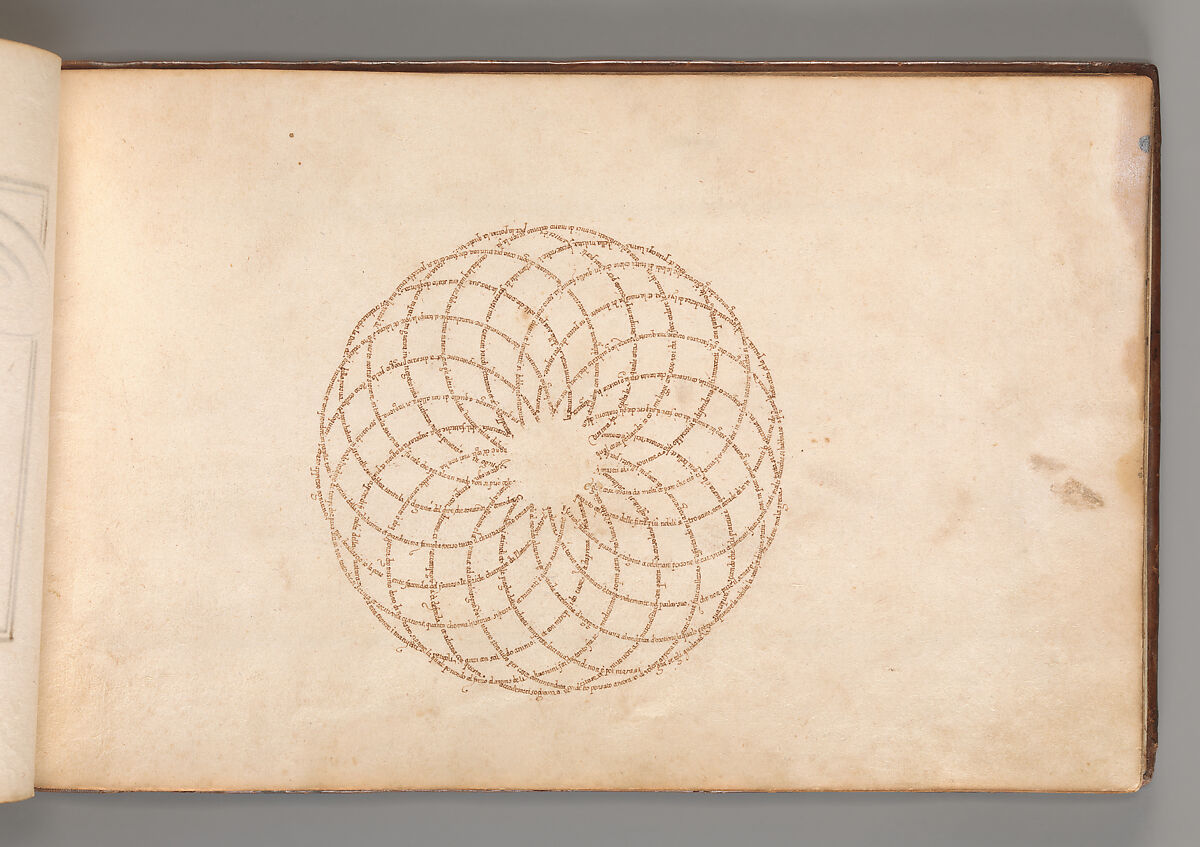 Micrographic Design in the Shape of Circle build up from Intersecting Circles, Anonymous French or Flemish, Pen and black and brown ink. 