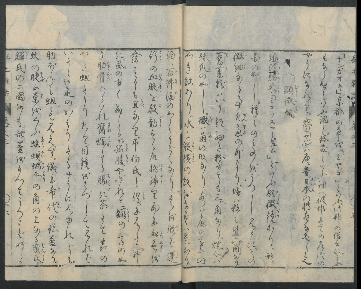 Chats on Novelties of Foreign Lands (Kōmōzatsuwa 紅毛雑話), Five volumes of woodblock printed books; ink on paper, Japan
