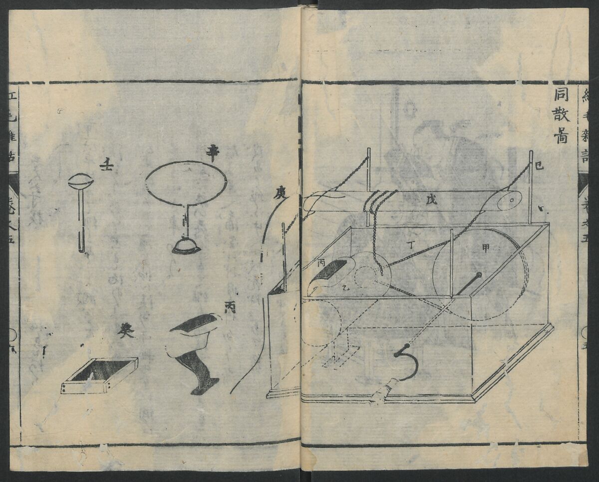 Chats on Novelties of Foreign Lands (Kōmōzatsuwa 紅毛雑話), Five volumes of woodblock printed books; ink on paper, Japan