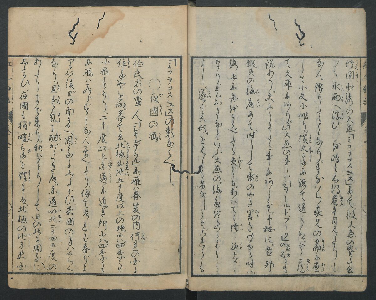 Chats on Novelties of Foreign Lands (Kōmōzatsuwa) 紅毛雑話, Shiba Kōkan 司馬江漢 (Japanese, 1747–1818), Five volumes of woodblock printed books bound as one; ink on paper,, Japan