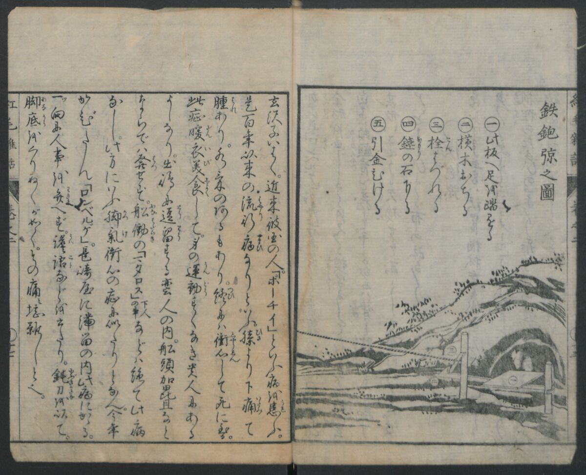 Chats on Novelties of Foreign Lands (Kōmōzatsuwa) 紅毛雑話, Shiba Kōkan 司馬江漢 (Japanese, 1747–1818), Five volumes of woodblock printed books bound as one; ink on paper,, Japan