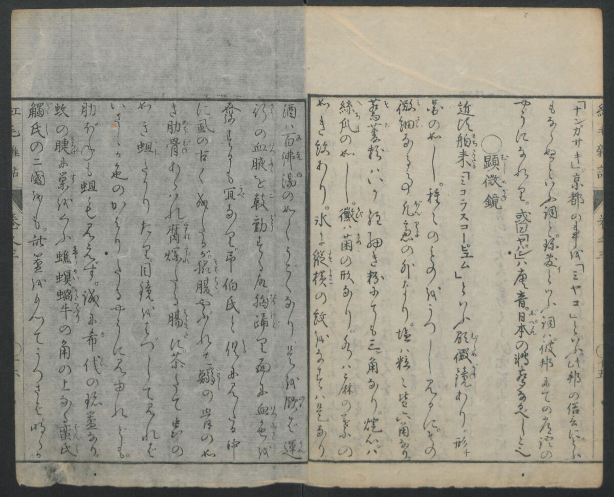 Chats on Novelties of Foreign Lands (Kōmōzatsuwa) 紅毛雑話, Shiba Kōkan 司馬江漢 (Japanese, 1747–1818), Five volumes of woodblock printed books bound as one; ink on paper,, Japan