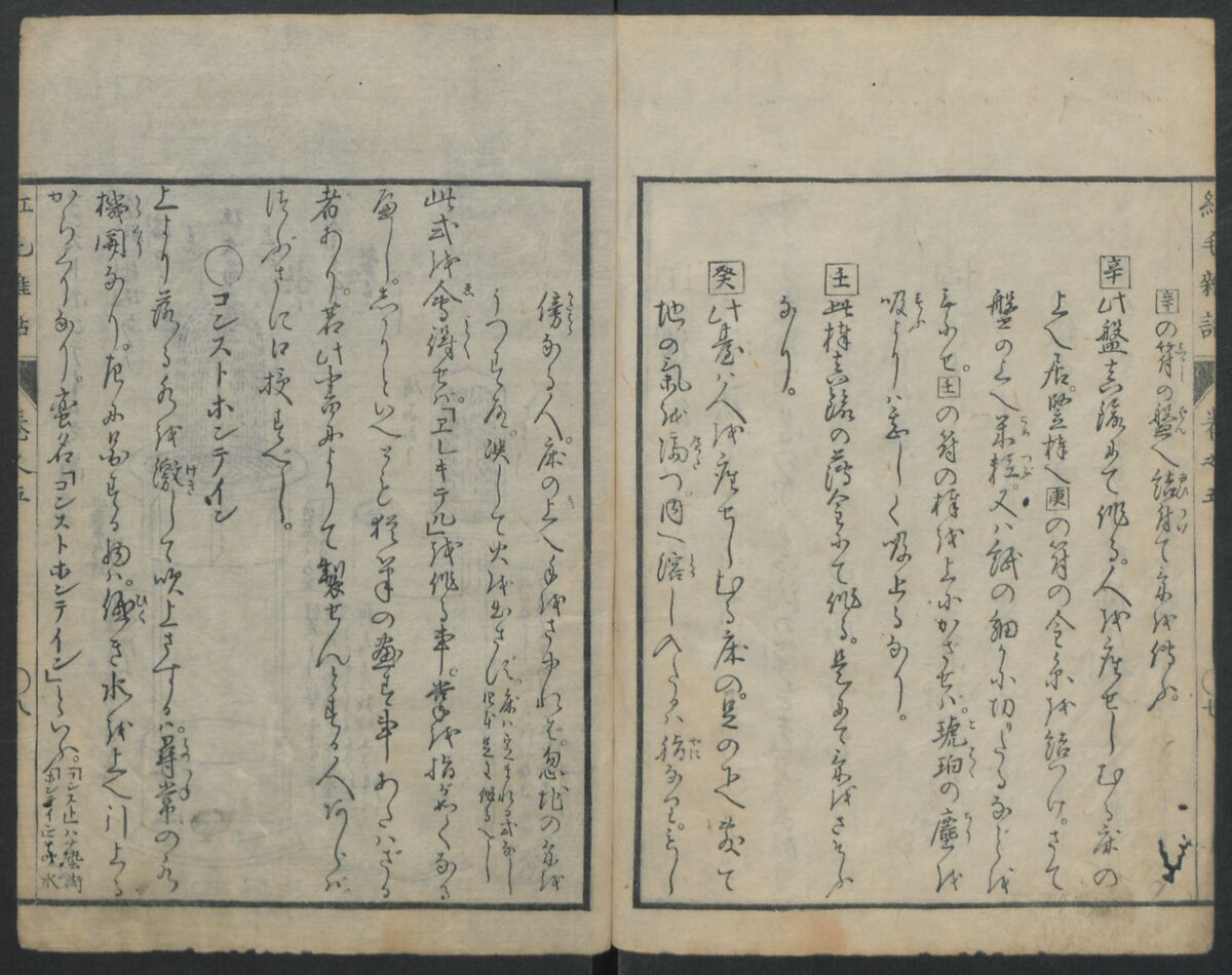 Chats on Novelties of Foreign Lands (Kōmōzatsuwa) 紅毛雑話, Shiba Kōkan 司馬江漢 (Japanese, 1747–1818), Five volumes of woodblock printed books bound as one; ink on paper,, Japan
