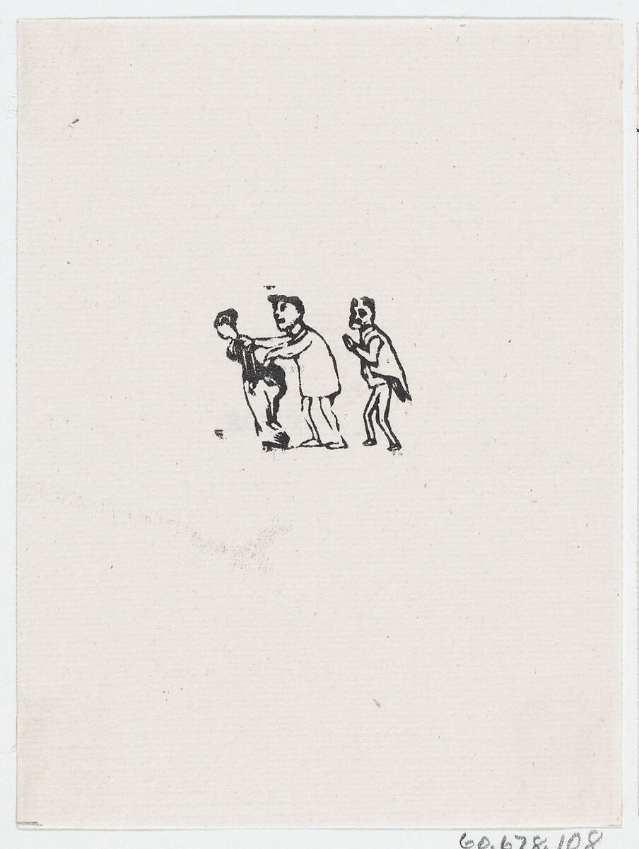 Three figures walking in a line, José Guadalupe Posada (Mexican, Aguascalientes 1852–1913 Mexico City), Zincograph 