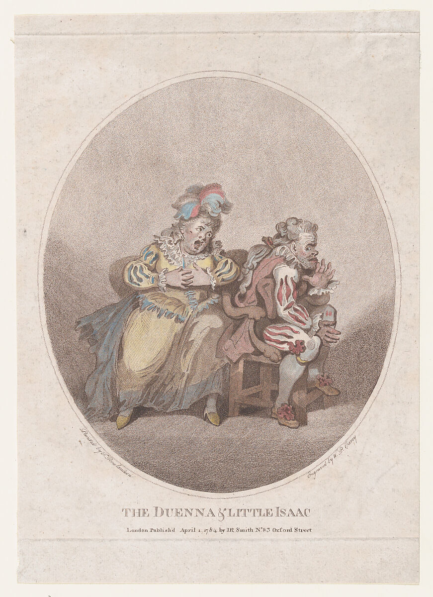 The Duenna & Little Isaac, William Paulet Carey (Irish, Dublin 1759–1839 Birmingham), Colored stipple engraving 