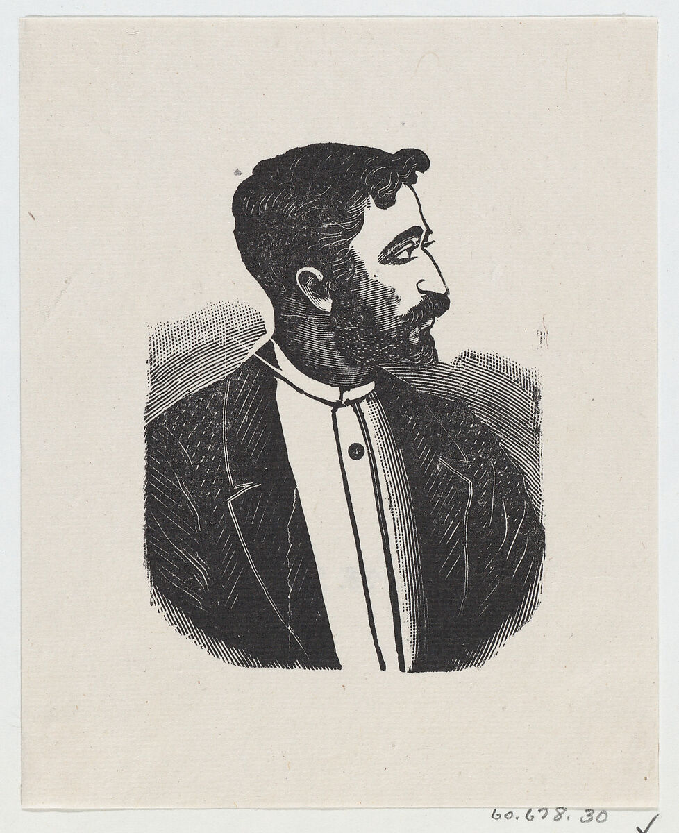 Profile of a man looking to the right, José Guadalupe Posada (Mexican, Aguascalientes 1852–1913 Mexico City), Type-metal engraving 
