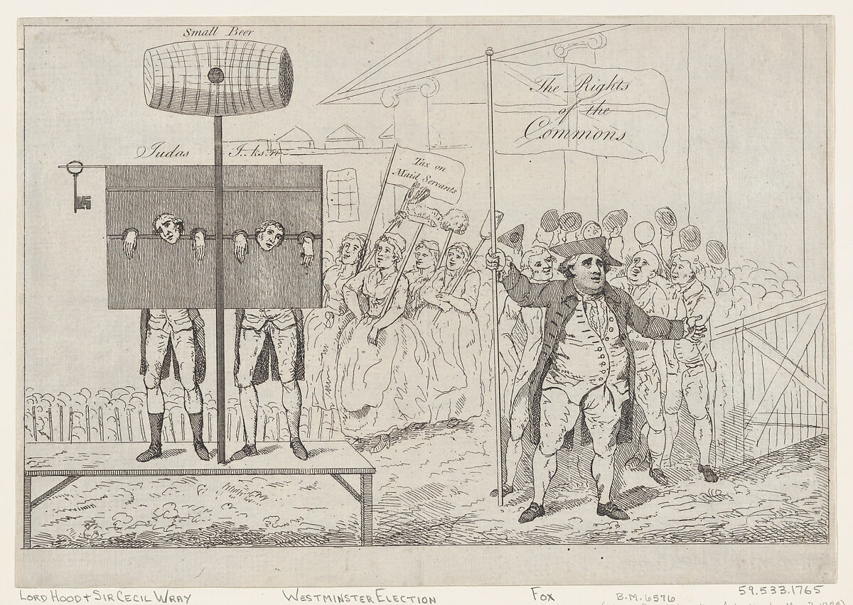 Sir Cecil Wray in the Pillory, Thomas Rowlandson (British, London 1757–1827 London), Etching 