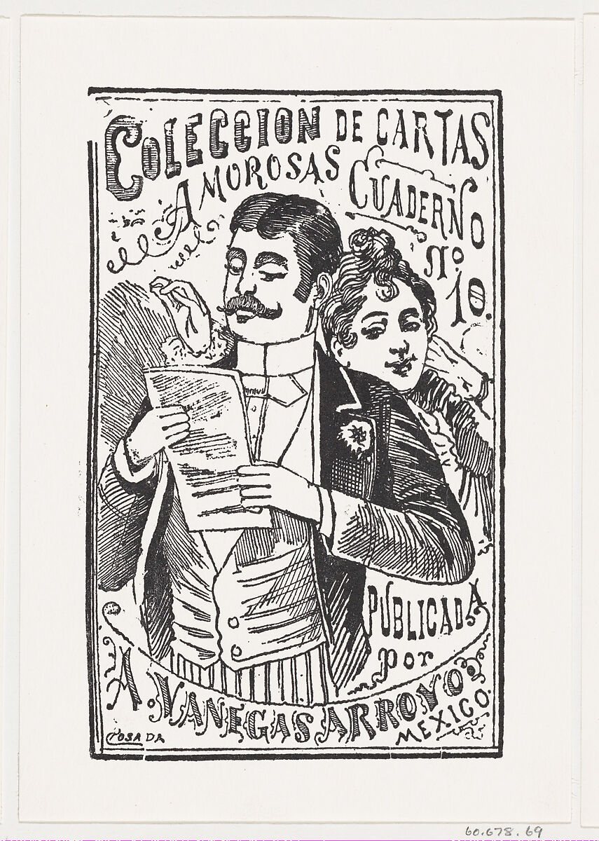 José Guadalupe Posada | A woman looking over a man's shoulder at the ...