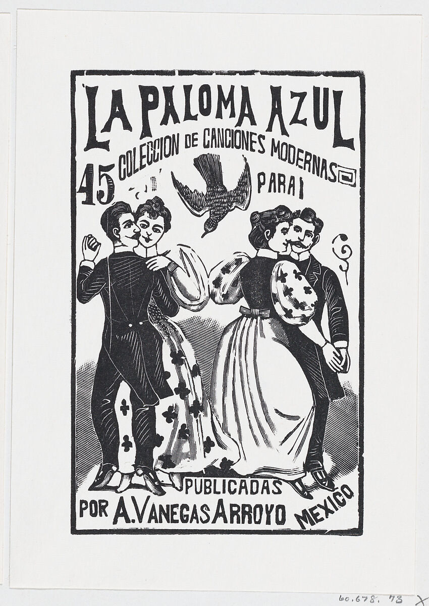 Two couples dancing, illustration for 'La Paloma Azul,' published by Antonio Vanegas Arroyo, José Guadalupe Posada (Mexican, Aguascalientes 1852–1913 Mexico City), Type-metal engraving 