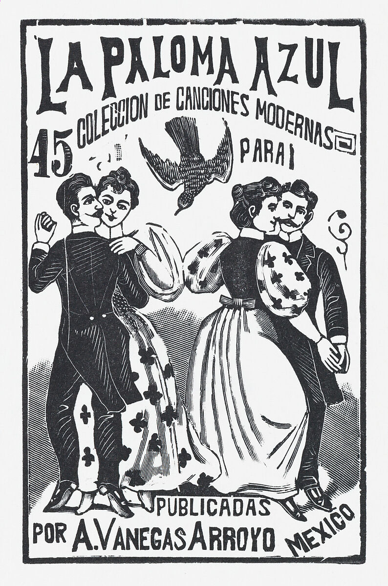 Two couples dancing, illustration for 'La Paloma Azul', José Guadalupe Posada (Mexican, Aguascalientes 1852–1913 Mexico City), Type-metal engraving