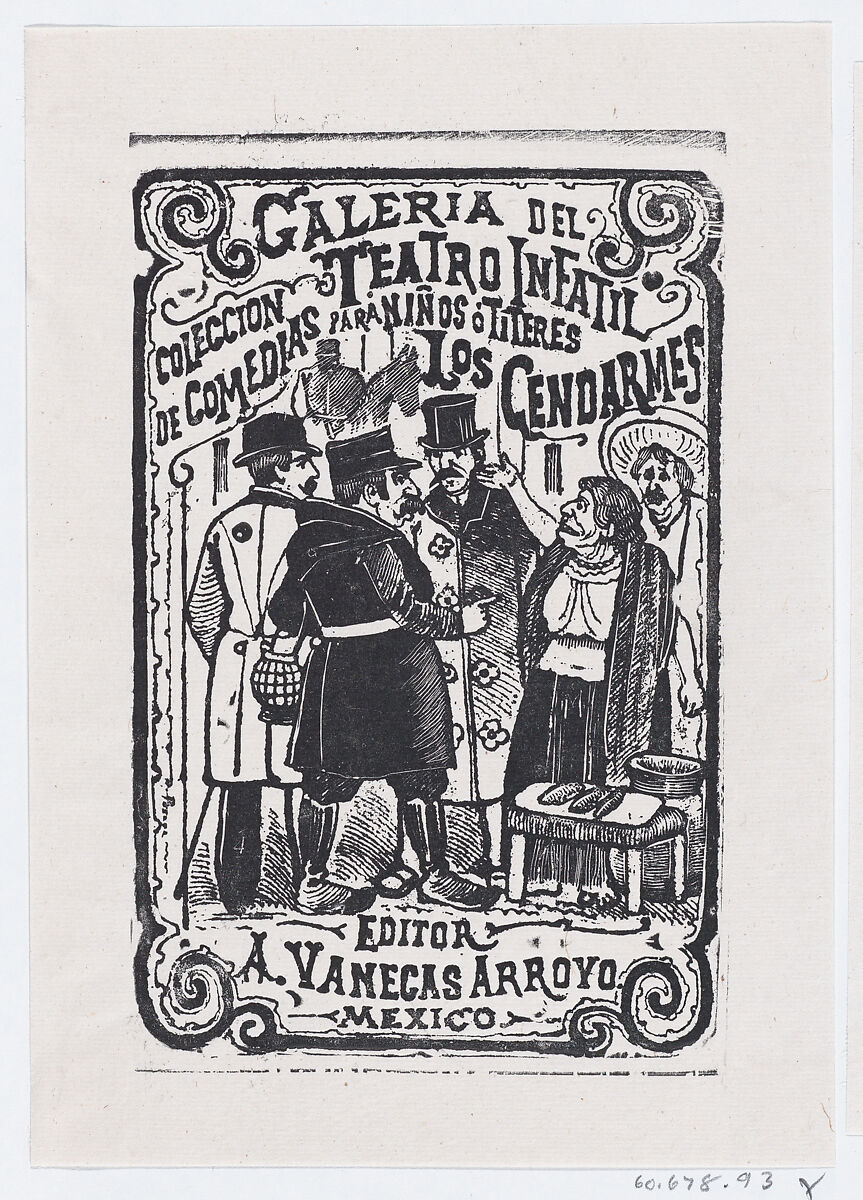 An old female vendor talking to a group of gentlemen, illustration for 'Los Cendarmes,' edited by Antonio Vanegas Arroyo, José Guadalupe Posada (Mexican, Aguascalientes 1852–1913 Mexico City), Type-metal engraving 