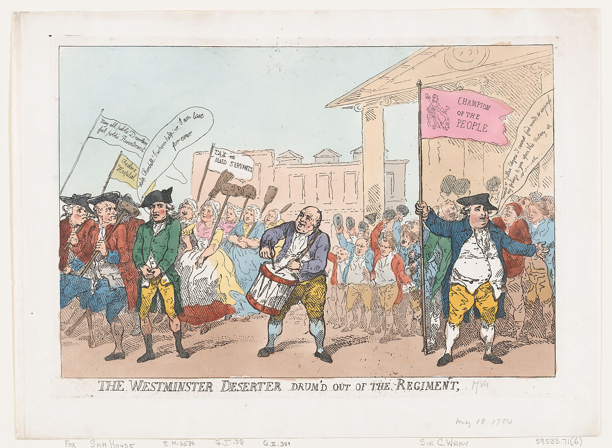 The Westminster Deserter Drum'd Out of The Regiment, Thomas Rowlandson (British, London 1757–1827 London), Hand-colored etching 