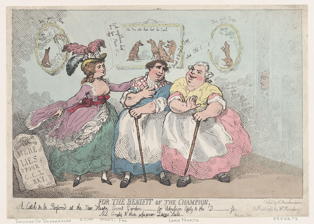 For The Benefit of The Champion, Thomas Rowlandson (British, London 1757–1827 London), Hand-colored etching 