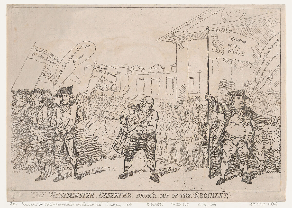 The Westminster Deserter Drum'd Out of The Regiment, Thomas Rowlandson (British, London 1757–1827 London), Etching 