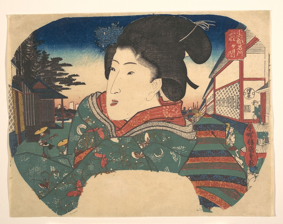 Famous Views of Edo: Kasumigaseki, Utagawa Kunisada (Japanese, 1786–1864), Woodblock print; ink and color on paper, Japan 