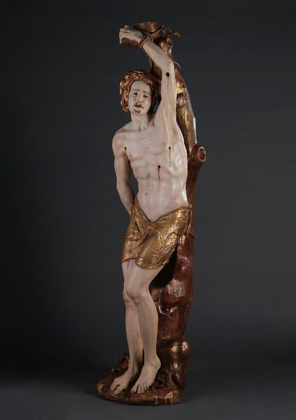 Saint Sebastian, Alonso Berruguete (Spanish, Parades de Nava (Palencia) ca. 1488–1561 Toledo), Polychromed wood and parcel-gilding, Spanish 