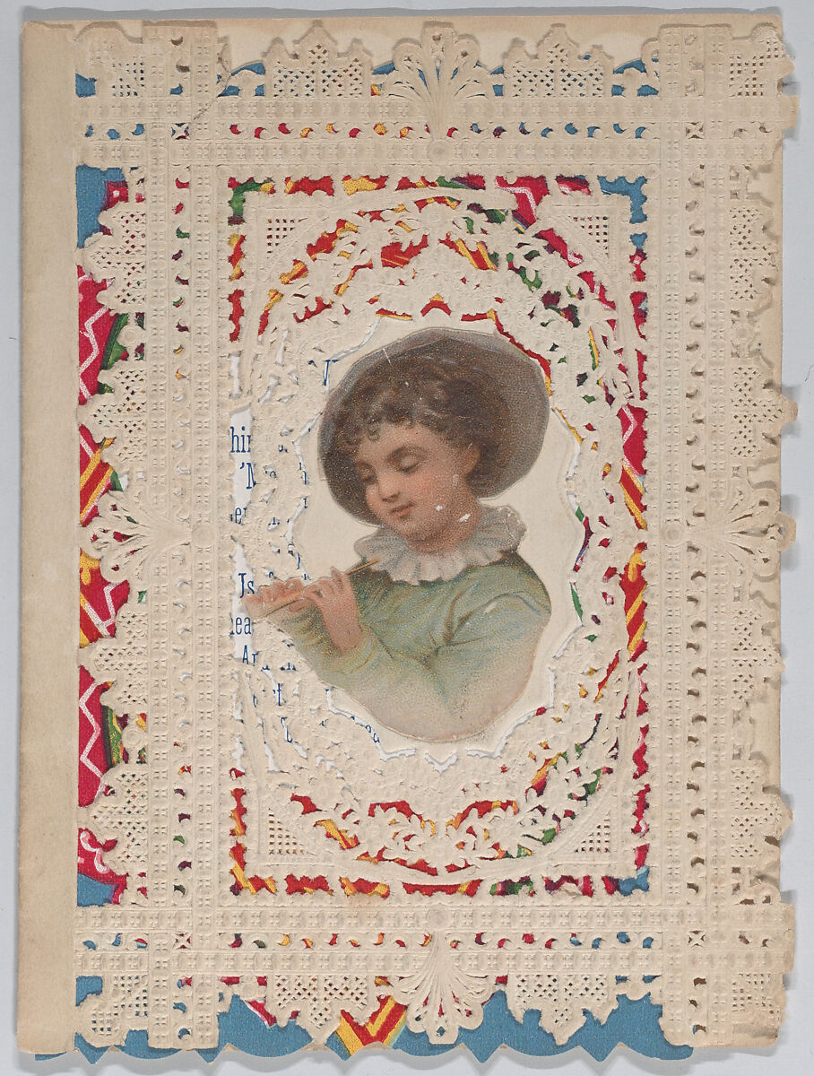 Valentine, Anonymous, Cameo-embossed open-work lace paper, chromolithography 