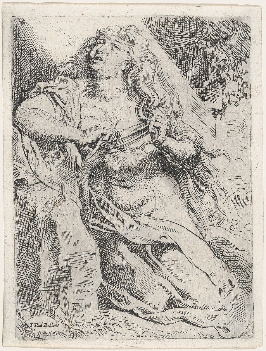 Mary Magdalen in the wilderness, Willem Pietersz. Buytewech (Dutch, Rotterdam, 1591/92–1624), Etching; second state of three (Hollstein) 