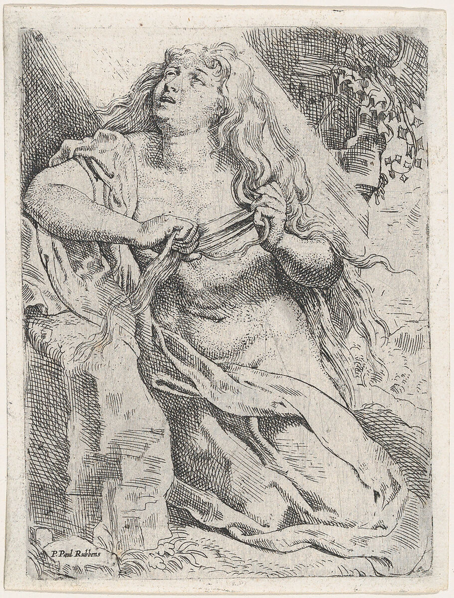 Mary Magdalen in the wilderness, Willem Pietersz Buytewech (Dutch, Rotterdam 1591/92–1624), Etching; second state of three (Hollstein) 