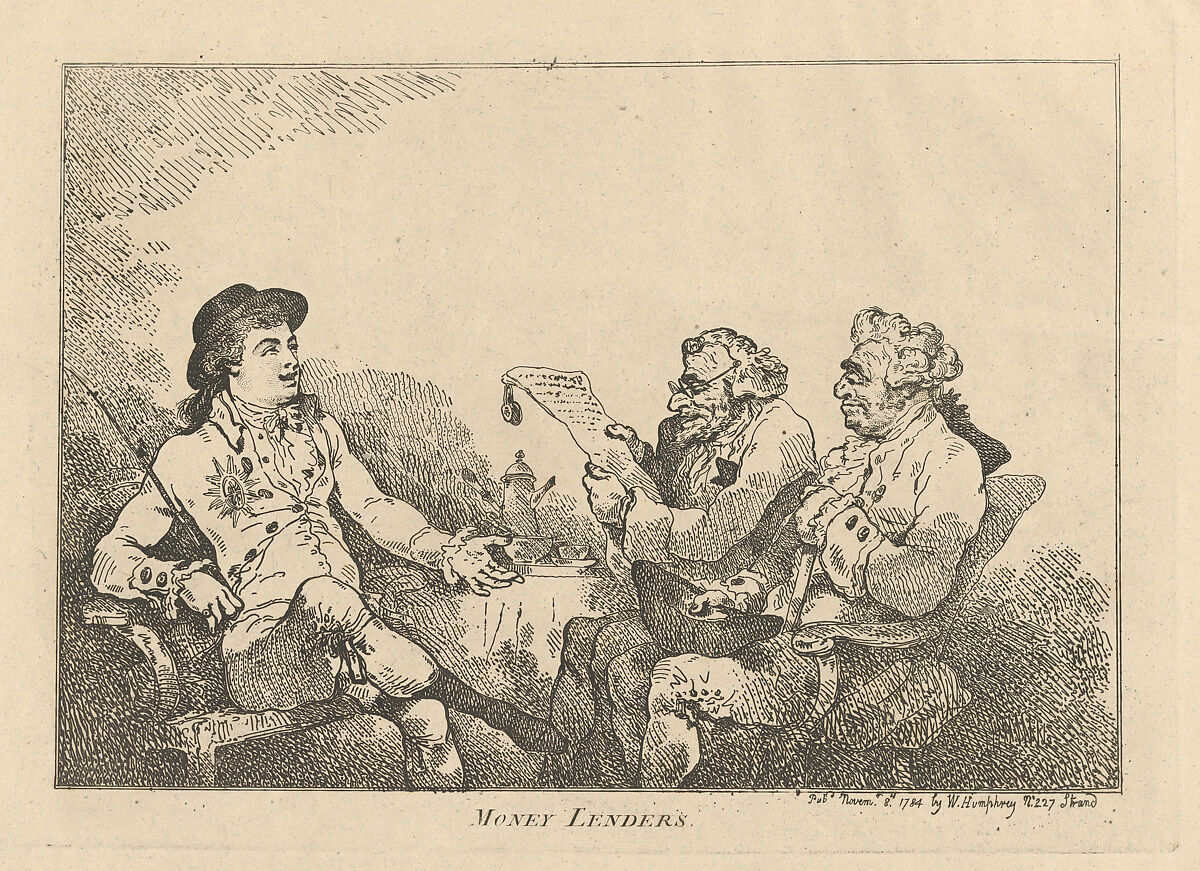 Money Lenders, Thomas Rowlandson (British, London 1757–1827 London), Etching 
