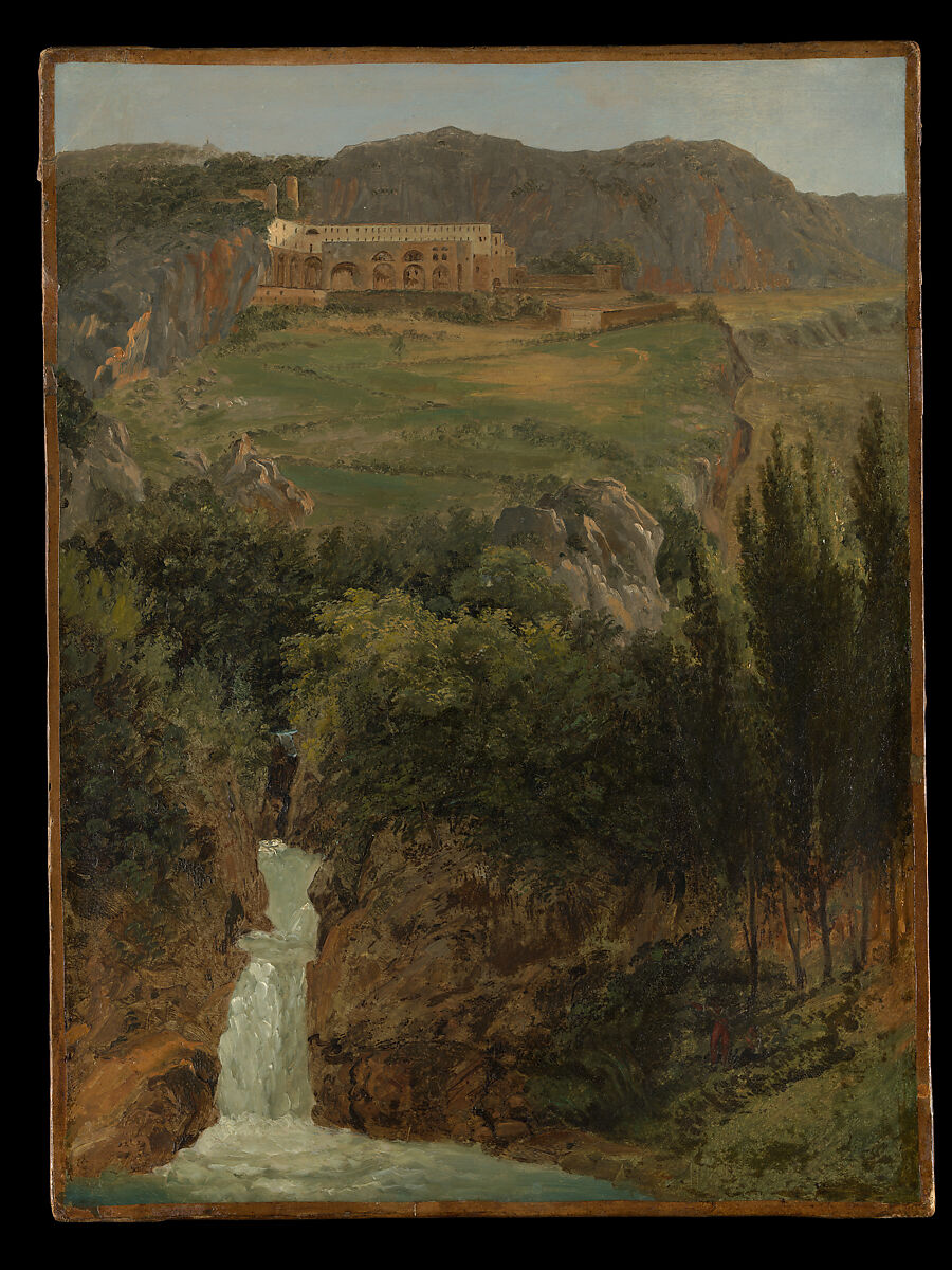 The Monastery of San Benedetto above the Aniene River at Subiaco, Antoine-Félix Boisselier (French, Paris 1790–1857 Versailles), Oil on paper, laid down on canvas 