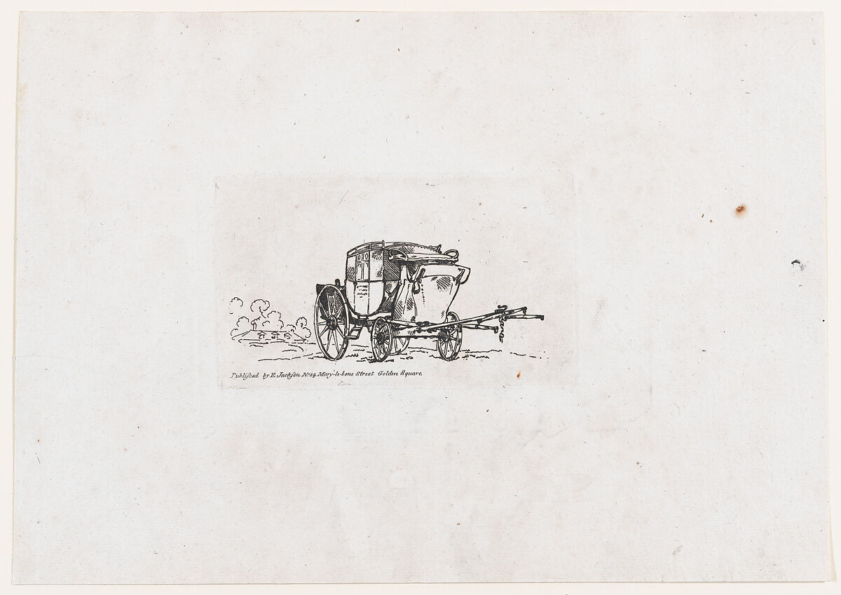 A Postchaise, from A New Book of Horses and Carriages, Thomas Rowlandson (British, London 1757–1827 London), Etching and stipple 