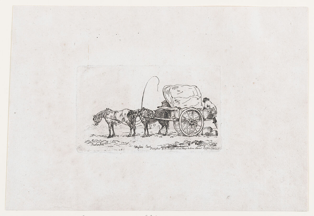 Higlers Cart, from A New Book of Horses and Carriages, Thomas Rowlandson (British, London 1757–1827 London), Etching and stipple 