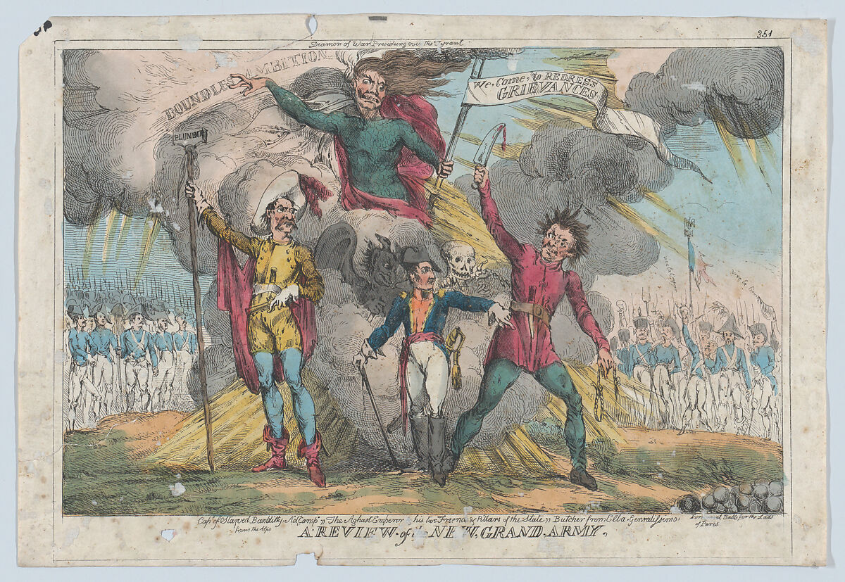 A Review of the New Grand Army, William Heath (&#39;Paul Pry&#39;) (British, Northumbria 1794/95–1840 Hampstead), Hand-colored etching 