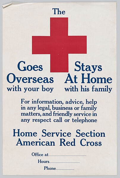 The Red Cross goes/stays, Issued by American Red Cross (American), Commercial color lithograph 