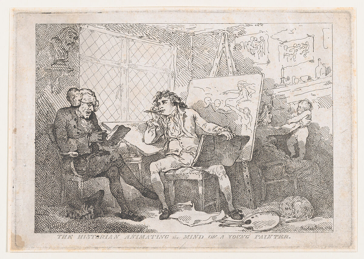 The Historian Animating The Mind of A Young Painter, Thomas Rowlandson (British, London 1757–1827 London), Etching 