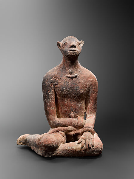 Seated Male Figure, Terracotta, Middle Niger civilization 