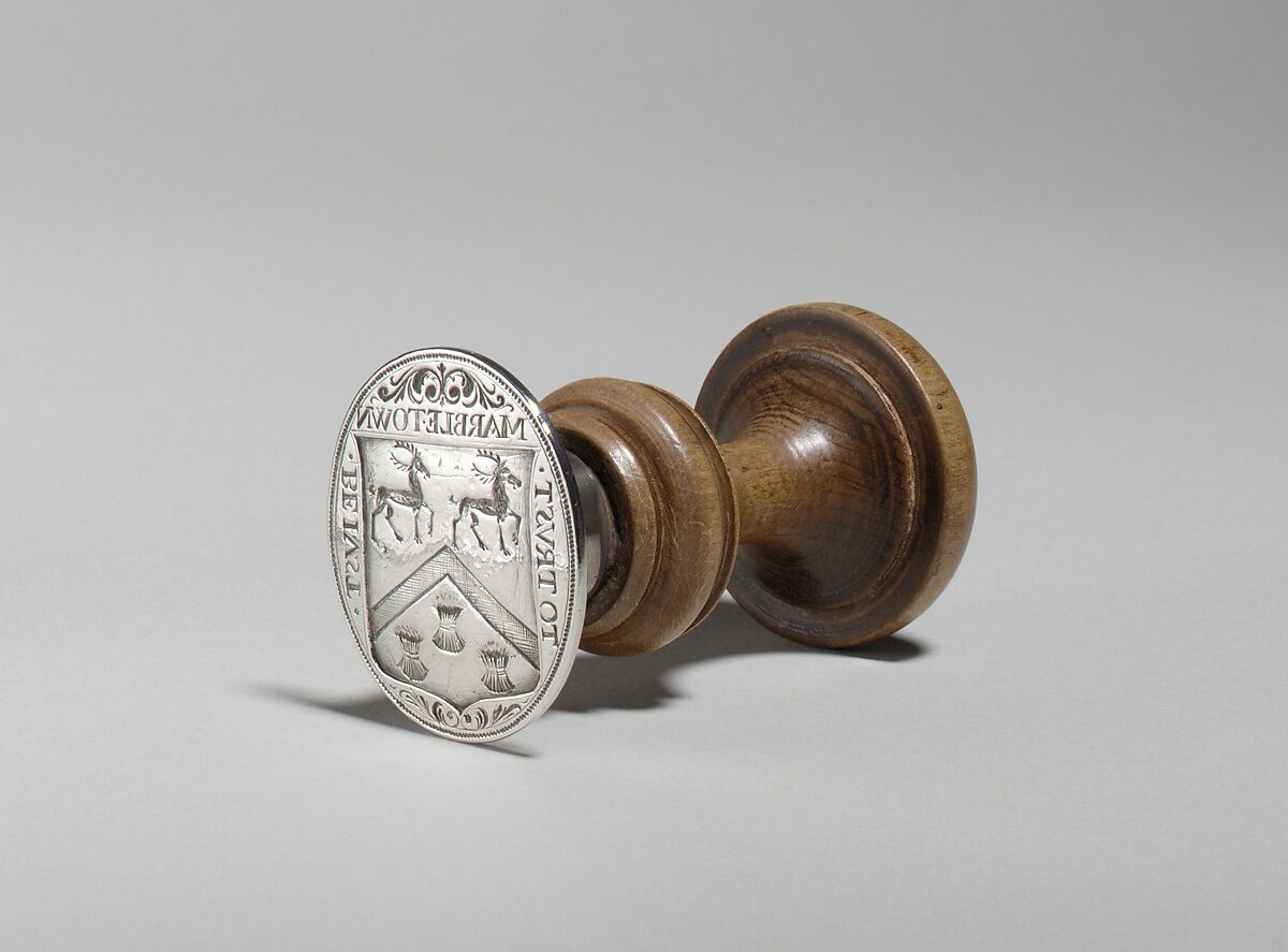 Seal, Jacob Boelen (ca. 1657–1729), Silver, wood, American 