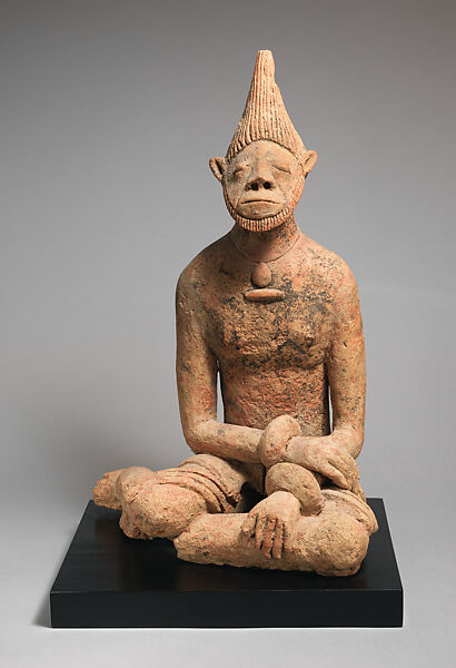 Seated Male Figure, Terracotta, Middle Niger civilization 