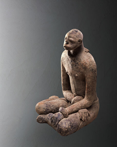 Seated Male Figure, Terracotta, Middle Niger civilization 