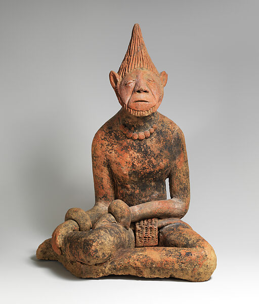 Seated Male Figure, Terracotta, Middle Niger civilization 