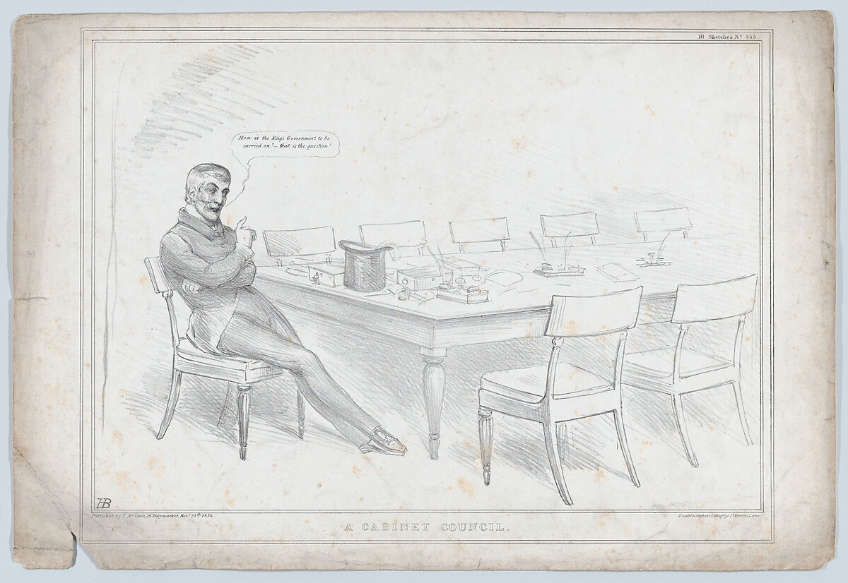 A Cabinet Council, John Doyle (Irish, Dublin 1797–1868 London), Lithograph 