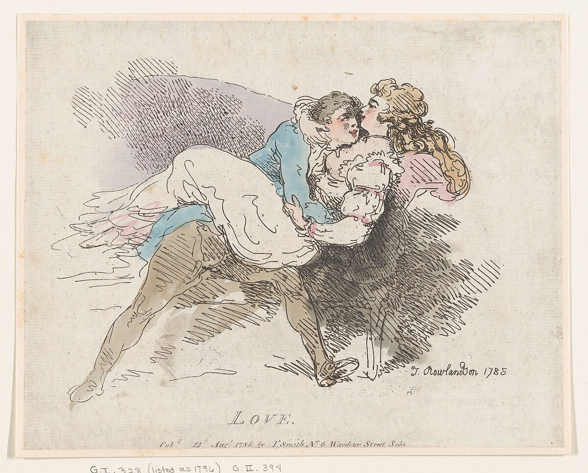 Love, Thomas Rowlandson (British, London 1757–1827 London), Hand-colored etching 
