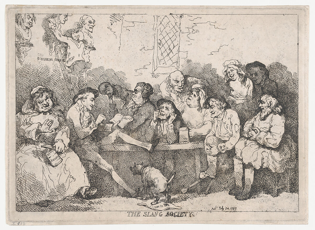 The Slang Society, Thomas Rowlandson (British, London 1757–1827 London), Etching 
