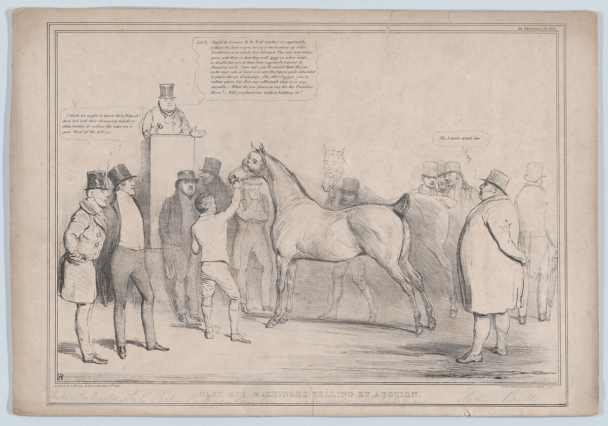 Cast Off Machiners Selling By Auction, John Doyle (Irish, Dublin 1797–1868 London), Lithograph 