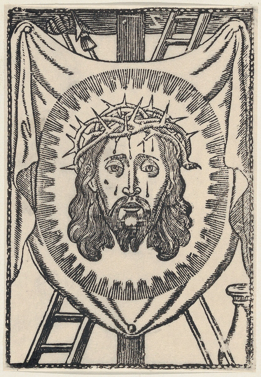 Veil of St Veronica (sudrarium), Anonymous, Mexican, Woodcut (re-strike?) 