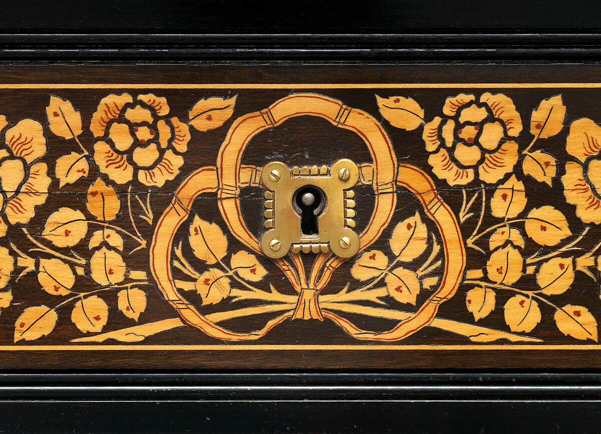 Secretary from the Jay Gould House, New York City, Herter Brothers (German, active New York, 1864–1906), Ebonized cherry, mahogany, cedar, and brass, American