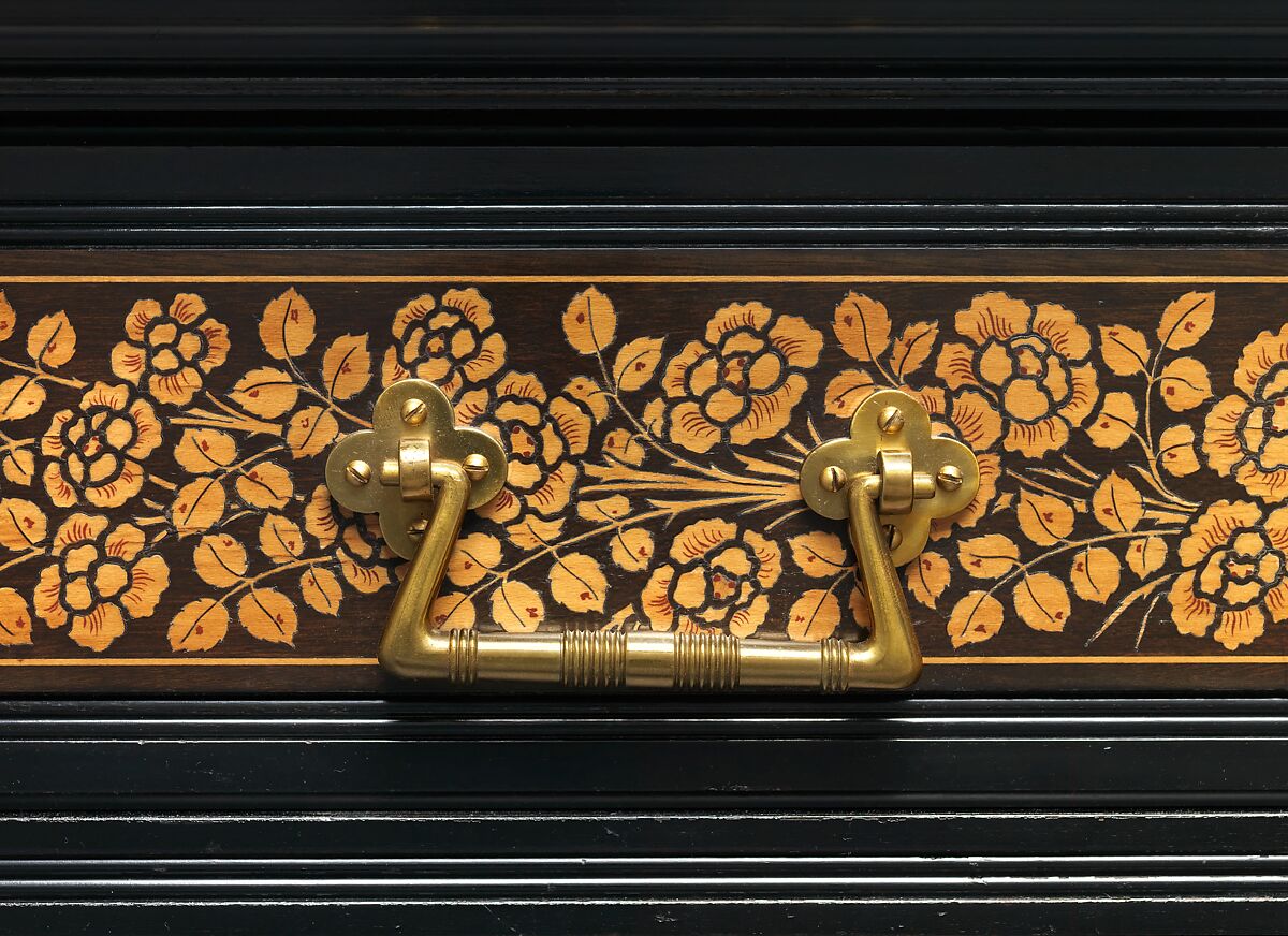 Secretary from the Jay Gould House, New York City, Herter Brothers (German, active New York, 1864–1906), Ebonized cherry, mahogany, cedar, and brass, American