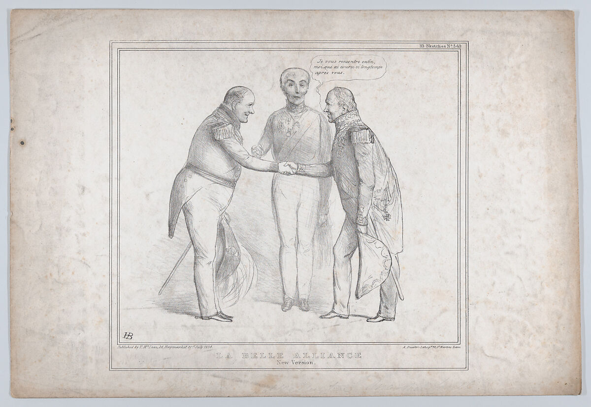 La Belle Alliance: New Version, John Doyle (Irish, Dublin 1797–1868 London), Lithograph 