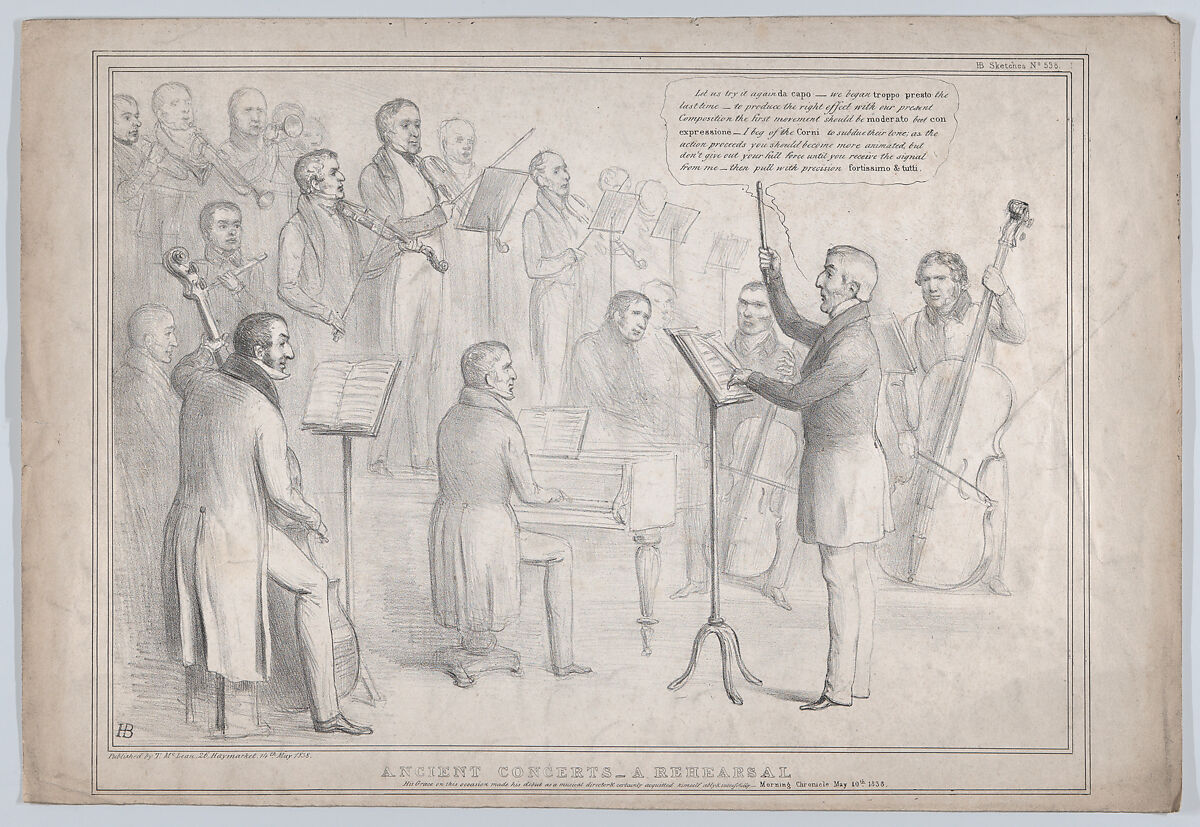 Ancient Concerts – A Rehearsal, John Doyle (Irish, Dublin 1797–1868 London), Lithograph 