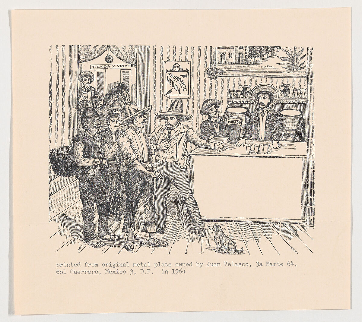 Men  in a tavern standing around a bar, ? José Guadalupe Posada (Mexican, Aguascalientes 1852–1913 Mexico City), Type-metal engraving 