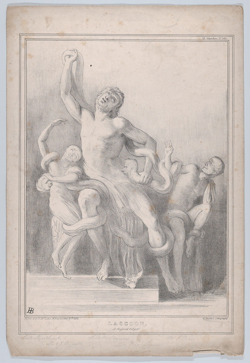 Laocoon: A Classical Subject, John Doyle (Irish, Dublin 1797–1868 London), Lithograph 