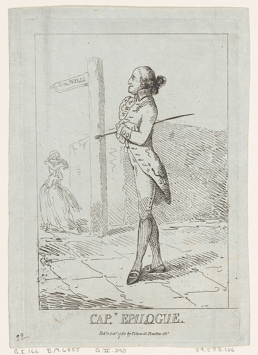 Captain Epilogue, Thomas Rowlandson (British, London 1757–1827 London), Etching 