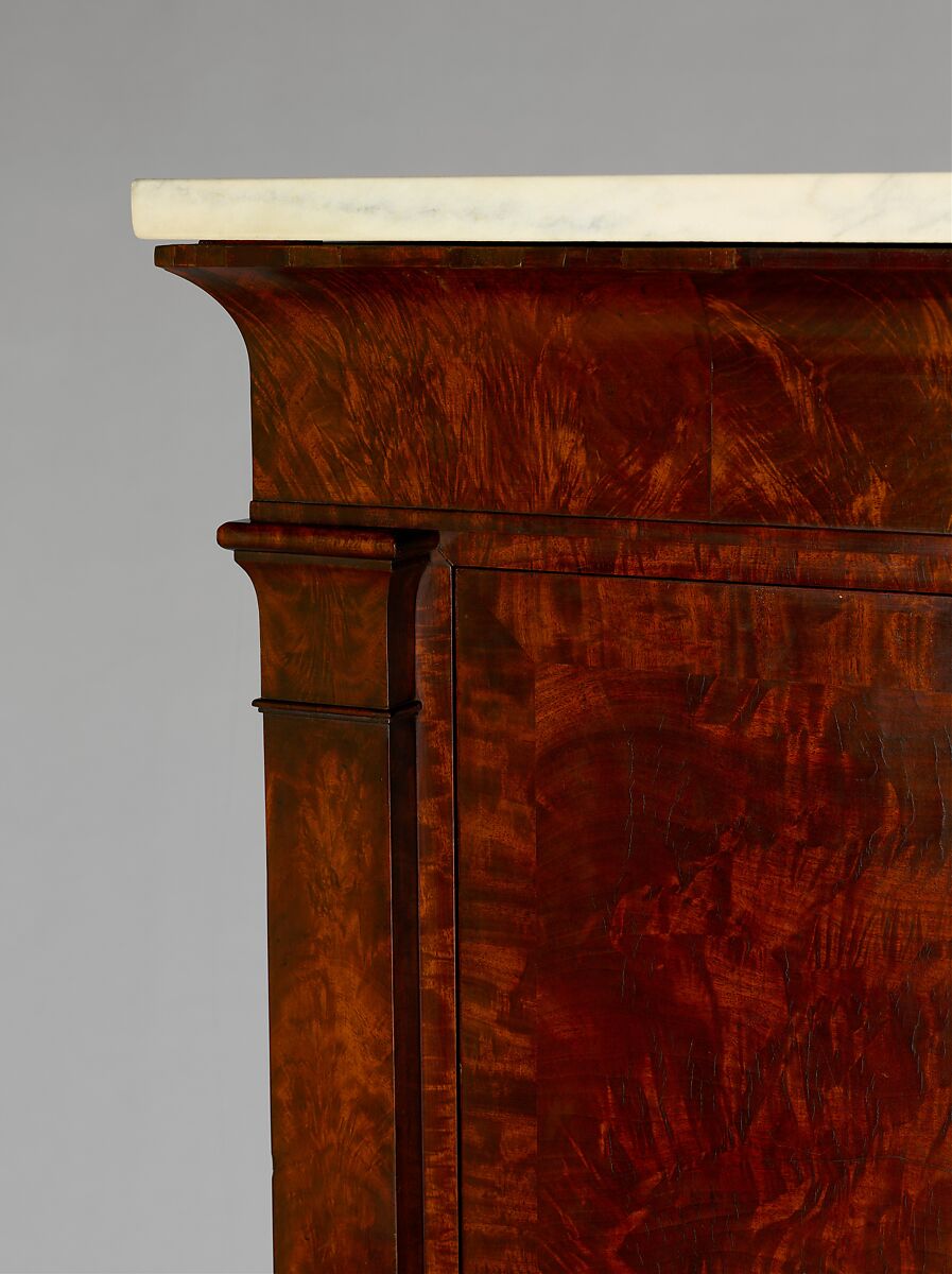 Secrétaire à abattant, Attributed to the Workshop of Duncan Phyfe (American (born Scotland), near Lock Fannich, Ross-Shire, Scotland 1768/1770–1854 New York), Mahogany, mahogany veneer, yellow poplar,  white pine, gilded brass, mirrored plate glass, marble, ivory, American