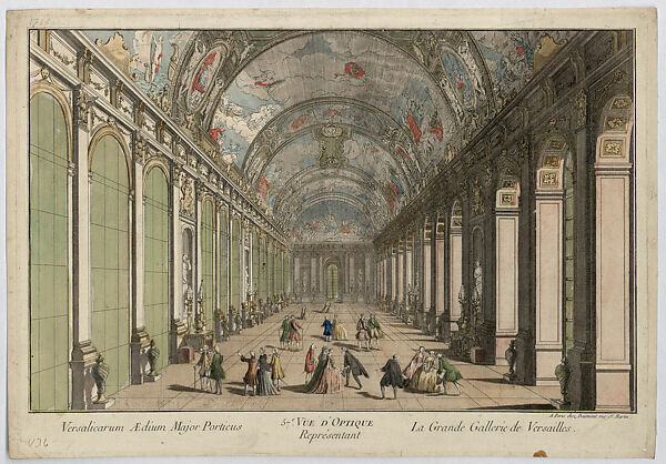 Optical View of the Hall of Mirrors, Published by Cuny François Daumont (French, Metz 1717–1768 Paris), Etching with watercolor on paper, French 