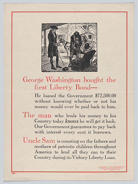 George Washington bought the first Liberty Bond, Issued by Liberty Loan Committee, Commercial color lithograph 